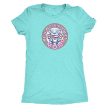 Load image into Gallery viewer, A soft a slim fitting Womens light turquoise  V-Neck by Next Level featuring the Blue Nose pitbull mom design on the front in full vibrant color.