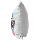 side view of a soft pillow with the OMG Boston Terrier printed on the front