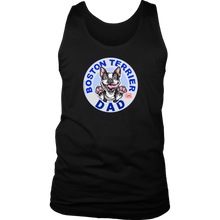 Load image into Gallery viewer, a black tank top with the OMG You&#39;re Home! Boston Terrier dog dad design