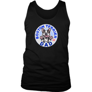 a black tank top with the OMG You're Home! Boston Terrier dog dad design