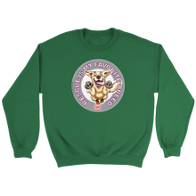 Load image into Gallery viewer,  a green unisex sweatshirt featuring the original Golden Retriever dog artwork by OMG You&#39;re Home!