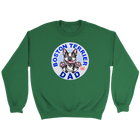 a green crewneck sweatshirt featuring the Boston Terrier Dad design on the front 