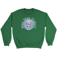 Load image into Gallery viewer, Green crewneck sweatshirt featuring a Blue Nose Pitbull dog design by OMG you&#39;re Home