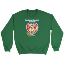 Load image into Gallery viewer, a green crewneck sweatshirt featuring the Emotional Support Human for my Golden Retriever design on the front