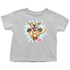 a toddler's white t-shirt featuring the original happy and excited Golden Retriever on the front