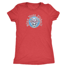 Load image into Gallery viewer, Red woman&#39;s t-shirt featuring the Blue Nose Pitbull dog design from OMG You&#39;re Home