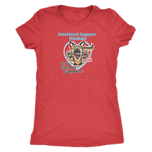 Load image into Gallery viewer, a red Next Level Womens Triblend featuring the German Shepherd design in the Emotional Support Human collection