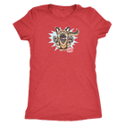 a red Next Level Womens Triblend shirt featuring the OMG You're Home German Shepherd dog design on the front in full color. 