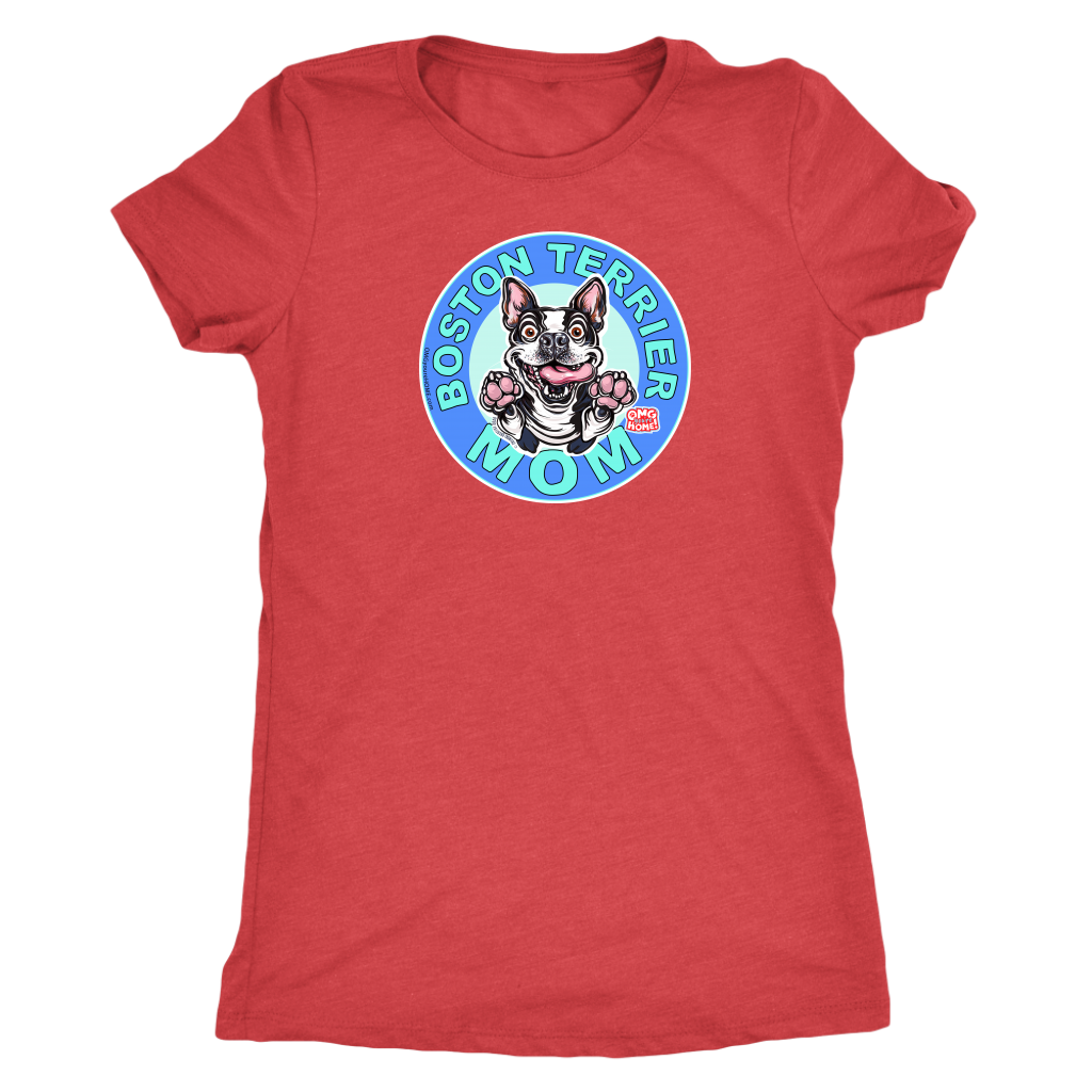 a woman's red shirt with the Boston Terrier dog Mom design on the front