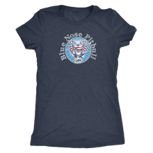 Load image into Gallery viewer, Dark blue woman&#39;s t-shirt featuring the Blue Nose Pitbull dog design from OMG You&#39;re Home