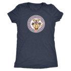a women's grey t-shirt featuring the original Golden Retriever dog artwork by OMG You're Home! This collection is dedicated to those of us who love and support rescues.