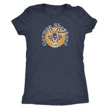 Load image into Gallery viewer, a dark grey women&#39;s triblend shirt with the original German Shepherd design on the front in full color 