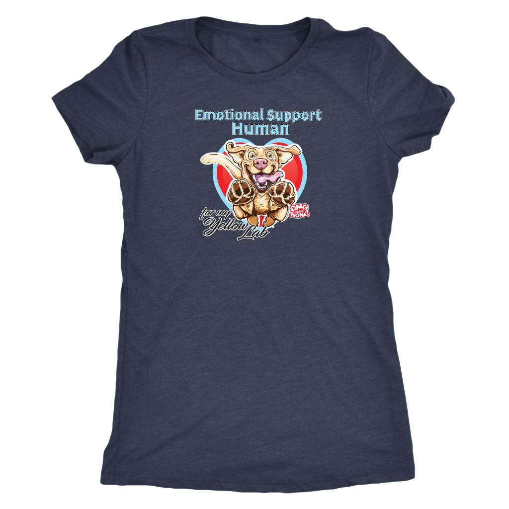 Next Level Womens Shirt featuring the Yellow Labrador Retriever dog design in the Emotional Support Human collection.