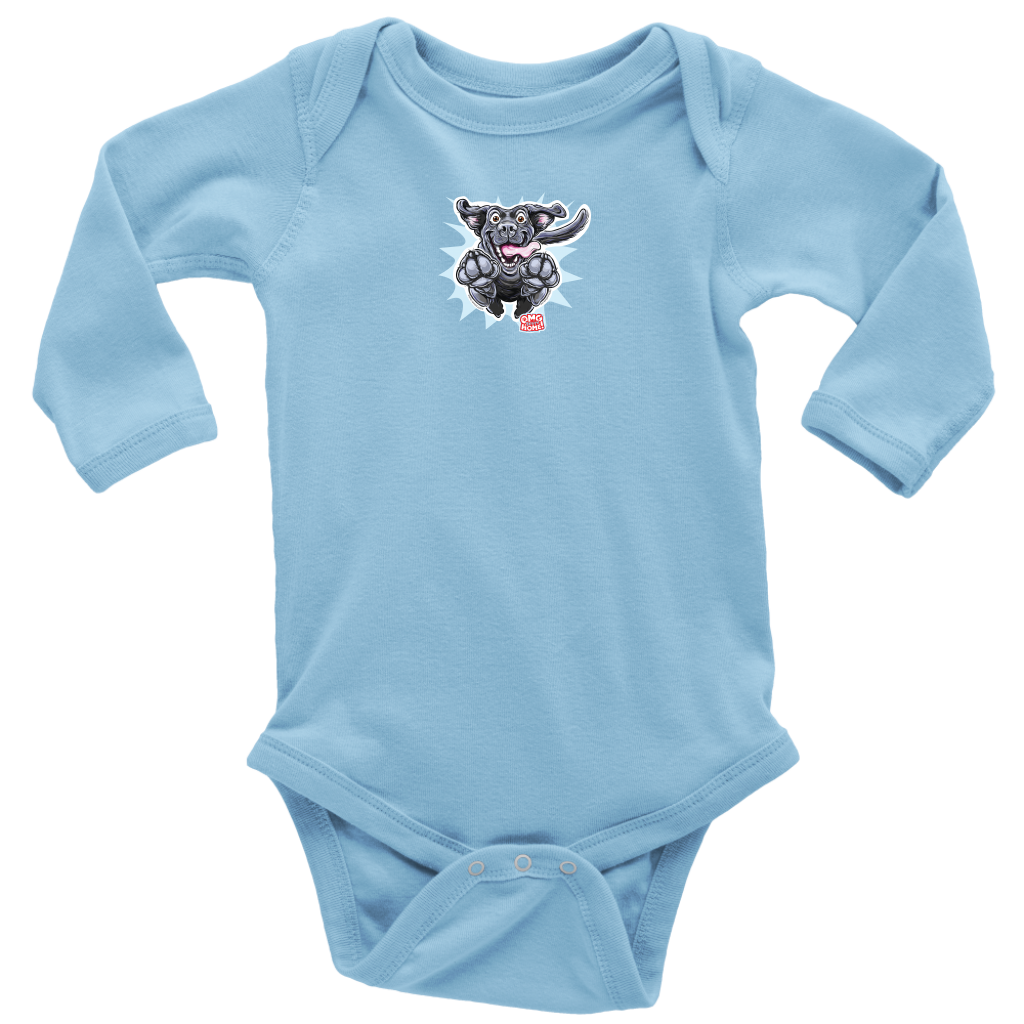 OMG Black Labrador Retriever  - Long Sleeve Baby Bodysuit