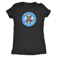 Load image into Gallery viewer, a woman&#39;s black shirt with the Boston Terrier dog Mom design on the front