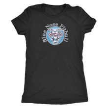 Load image into Gallery viewer, Grey woman&#39;s t-shirt featuring the Blue Nose Pitbull dog design from OMG You&#39;re Home