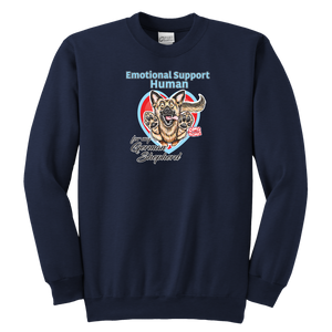 Emotional Support Human - German Shepherd - Youth Crewneck Sweatshirt