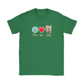 Peace Love Yorkie - Gildan Womens T-Shirt for the Yorkshire Terrier Dog Lover