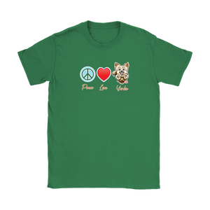 Peace Love Yorkie - Gildan Womens T-Shirt for the Yorkshire Terrier Dog Lover