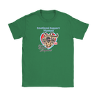 a green Gildan Womens T-Shirt for dog lovers featuring the German Shepherd design in the Emotional Support Human collection