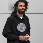 man wearing a black hoodie with the black labrador retriever desgin