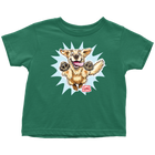 a toddler's green t-shirt featuring the original happy and excited Golden Retriever on the front