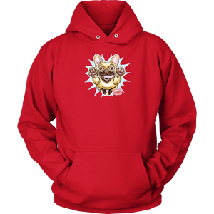 red Unisex Hoodie featuring the OMG Fawn French Bulldog - Frenchie 