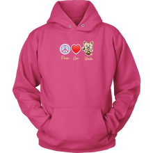 Load image into Gallery viewer, Peace Love Yorkie - Unisex Hoodie for the Yorkshire Terrier Dog Lover