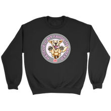 Load image into Gallery viewer,  a black unisex sweatshirt featuring the original Golden Retriever dog artwork by OMG You&#39;re Home!