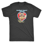 a vintage black Next Level Mens Triblend featuring the OMG You're Home Emotional Support Human - Golden Retriever dog design. 