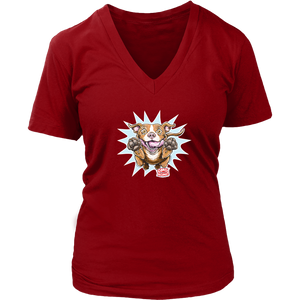 Red Nose Pitbull - District Womens V-Neck for Pit Bull Dog Lovers