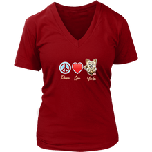 Load image into Gallery viewer, Peace Love Yorkie - Womens V-Neck for the Yorkshire Terrier Lover