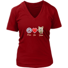 Peace Love Yorkie - Womens V-Neck for the Yorkshire Terrier Lover