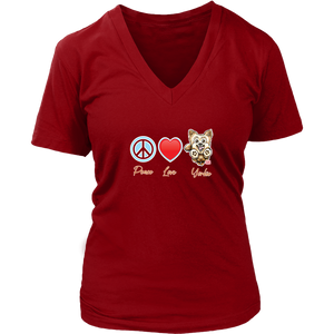 Peace Love Yorkie - Womens V-Neck for the Yorkshire Terrier Lover