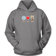 Load image into Gallery viewer, Peace Love Yorkie - Unisex Hoodie for the Yorkshire Terrier Dog Lover