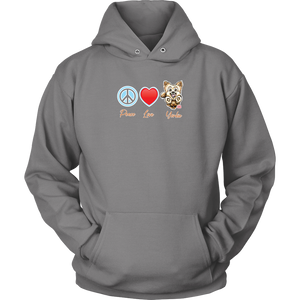 Peace Love Yorkie - Unisex Hoodie for the Yorkshire Terrier Dog Lover