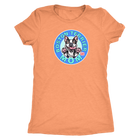 a woman's orange shirt with the Boston Terrier dog Mom design on the front