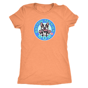 a woman's orange shirt with the Boston Terrier dog Mom design on the front