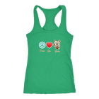 Green Next Level Racerback Tank featuring the Peace Love Yorkie dog design from OMG You're HOME!