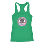 A soft green Next Level Racerback Tank featuring the OMG You're Home Boston Terrier Dog Mom design on the front in full vibrant color. 