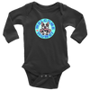 a long sleeve baby bodysuit with the OMG Boston Terrier welcome home design