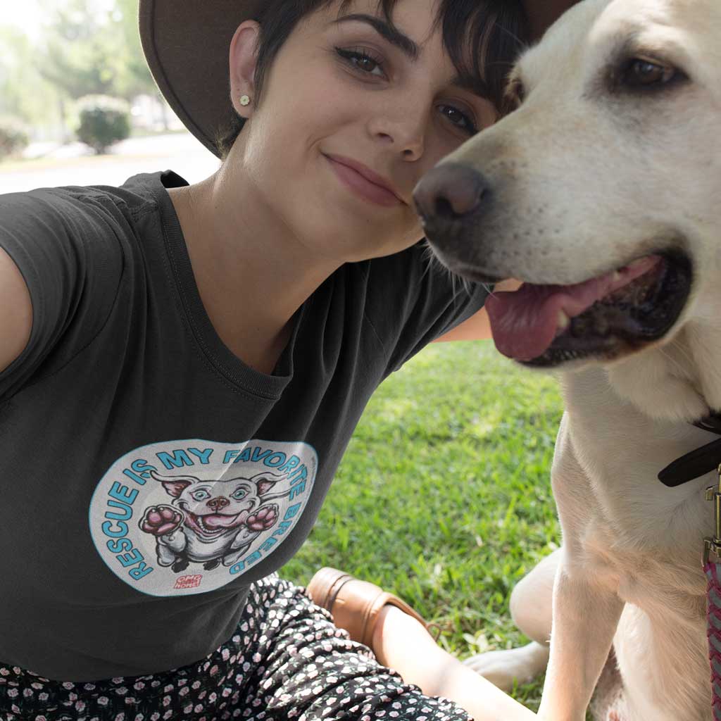 Woman taking a selfie with her dog