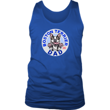 Load image into Gallery viewer, a royal blue tank top with the OMG You&#39;re Home! Boston Terrier dog dad design