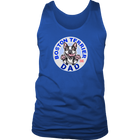 a royal blue tank top with the OMG You're Home! Boston Terrier dog dad design
