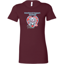 Load image into Gallery viewer, Womens burgundy t-shirt with Emotional Support Human for my Blue Nose Pitbull design on front