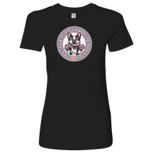 Load image into Gallery viewer, Next Level Womens black Shirt featuring the OMG You&#39;re Home! Boston Terrier design with &quot;Rescue is my favorite breed&quot;