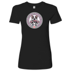 Next Level Womens black Shirt featuring the OMG You're Home! Boston Terrier design with "Rescue is my favorite breed"
