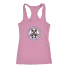 A soft light pink Next Level Racerback Tank featuring the OMG You're Home Boston Terrier Dog Mom design on the front in full vibrant color. 