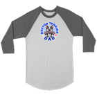 a grey and white 3/4 sleeve jersey with the OMG You're Home! Boston Terrier dog Dad design on the front 