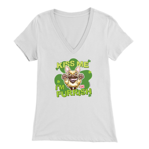 Kiss me I'm furrish -Fawn Frenchie Dog - Bella Womens V-Neck